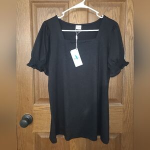 Elegant Black Puff Sleeve Blouse